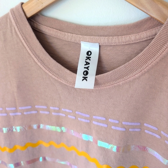 OKAYOK Iridescent Squiggles Dusty Rose Boxy Tee (M) - Picture 7 of 14